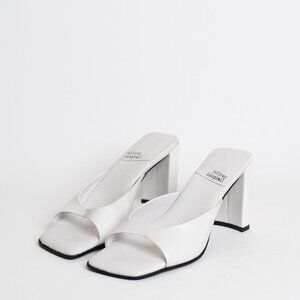 ✨ Jeffrey Campbell Square Toe Sandal Mule Inspired Heels White NEW